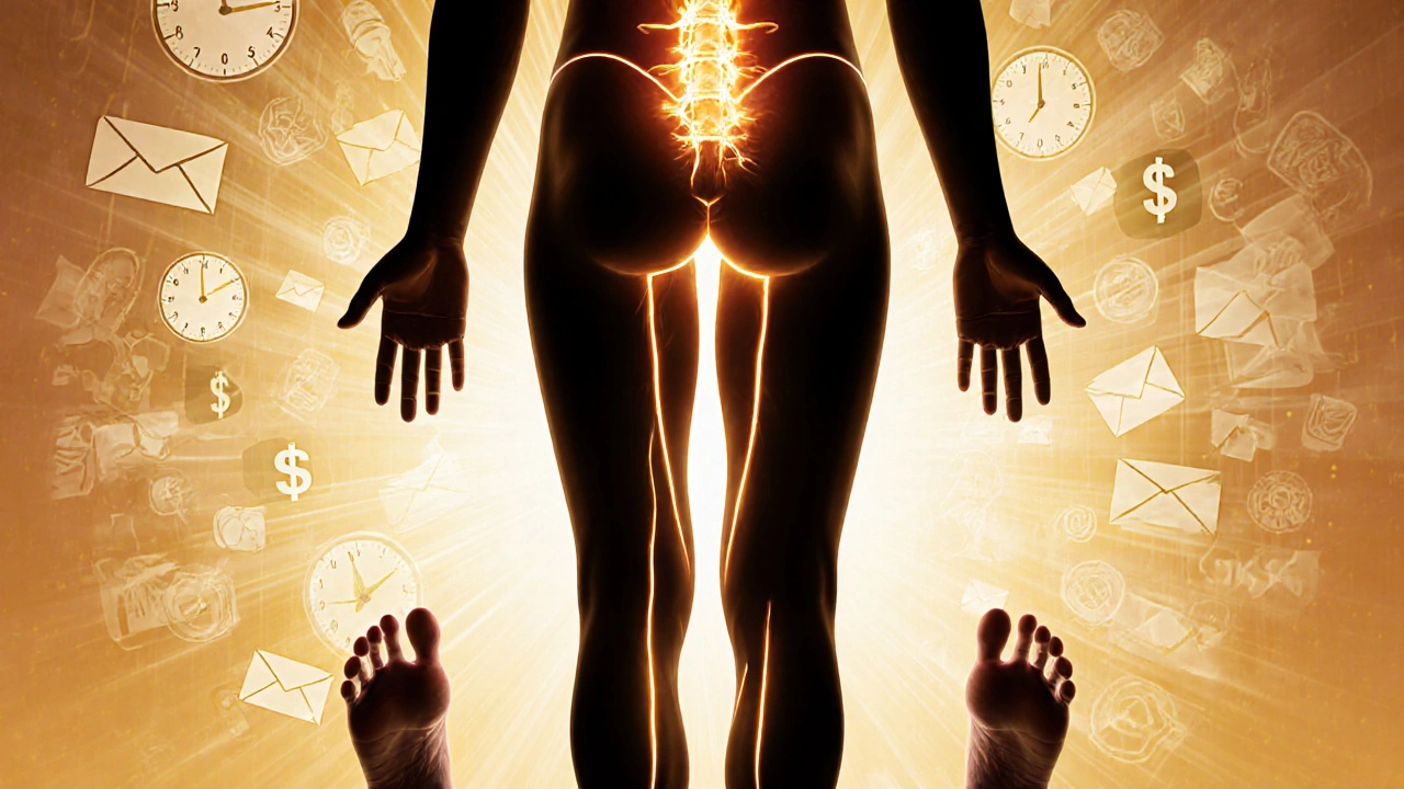 Symbolische afbeelding van een lichaam waarin spanningen verdwijnen door warme, bevrijdende energie.