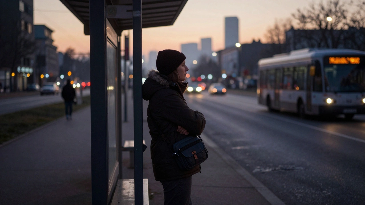 Reiziger wacht veilig op tramstation tegen de ochtend